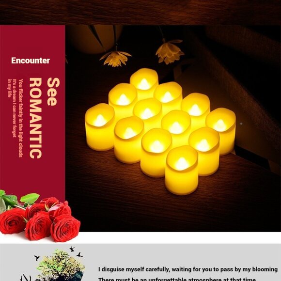 Premium Holiday floating candle lights Led Tea Candle Light Flameless  (12 pack) - Picture 3 of 14